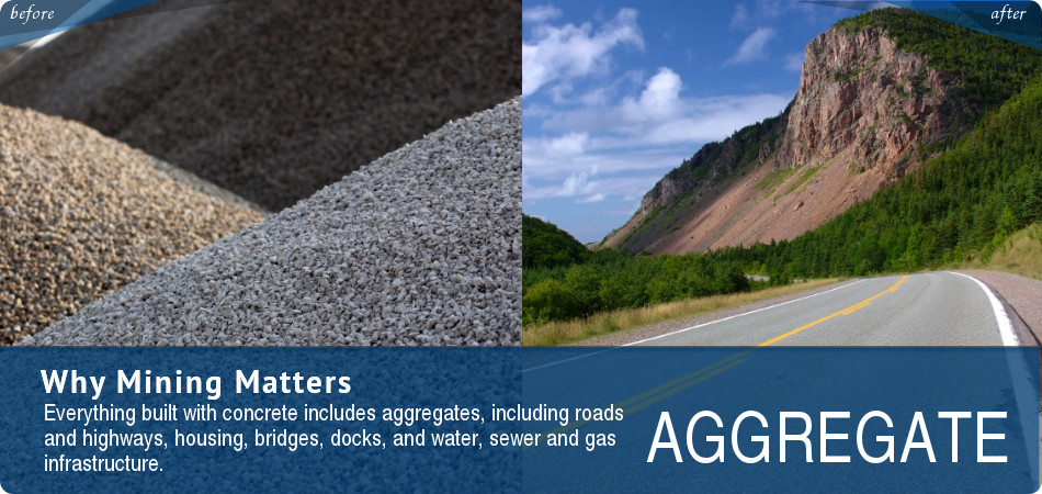 A variety of aggregates and a winding, paved road.